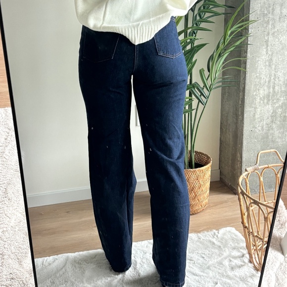 Jeans bleu foncé taille haute / Navy blue jeans high waisted - Picture 4 of 4